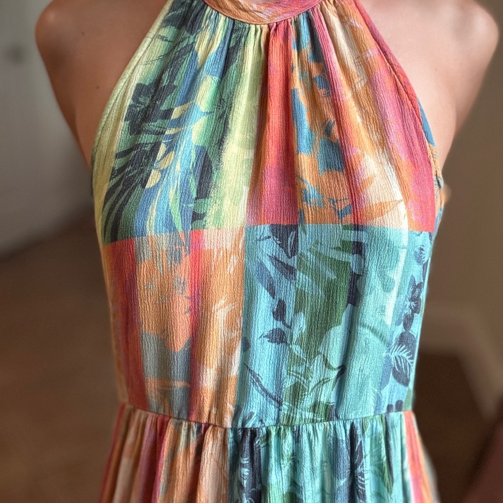 O'Neill Vibrant Patchwork Backless Halter Dress - image 2